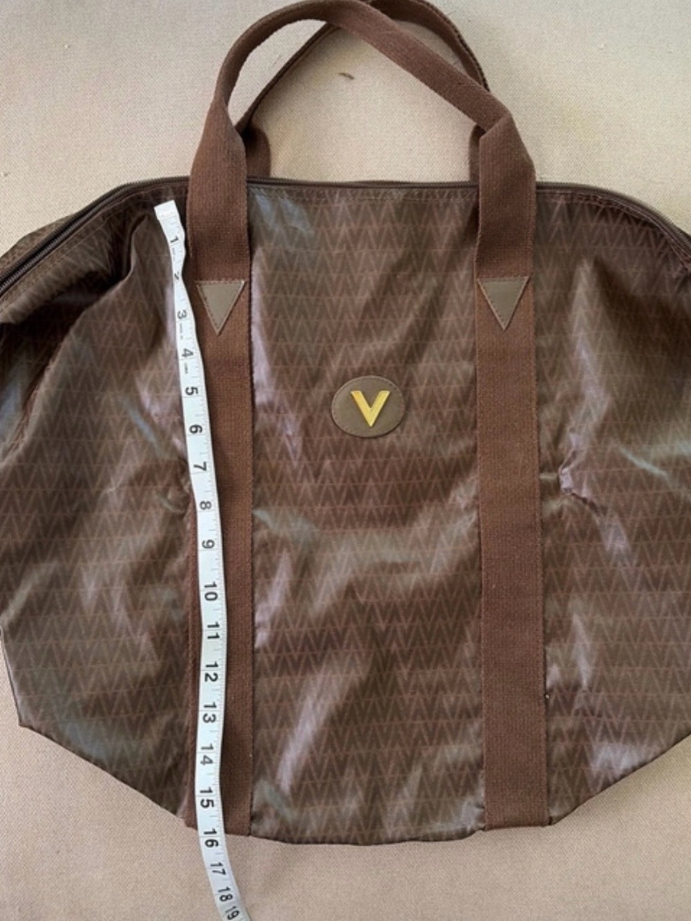Mario Valentino Brown Duffel Bag with V Logo